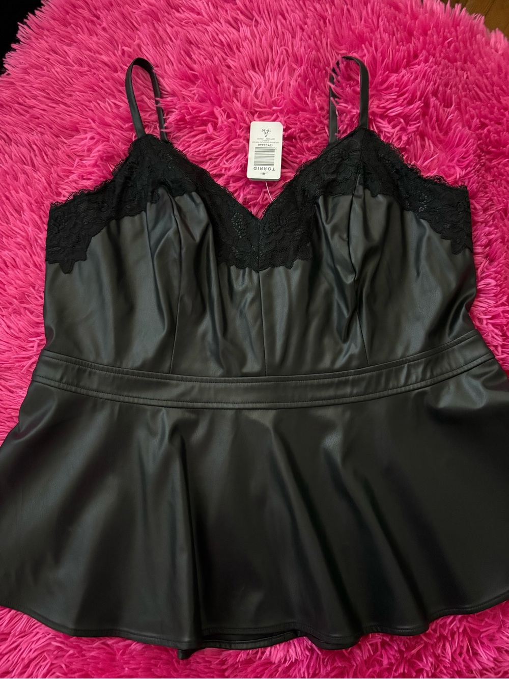 torrid Black Faux Leather Lace Cami